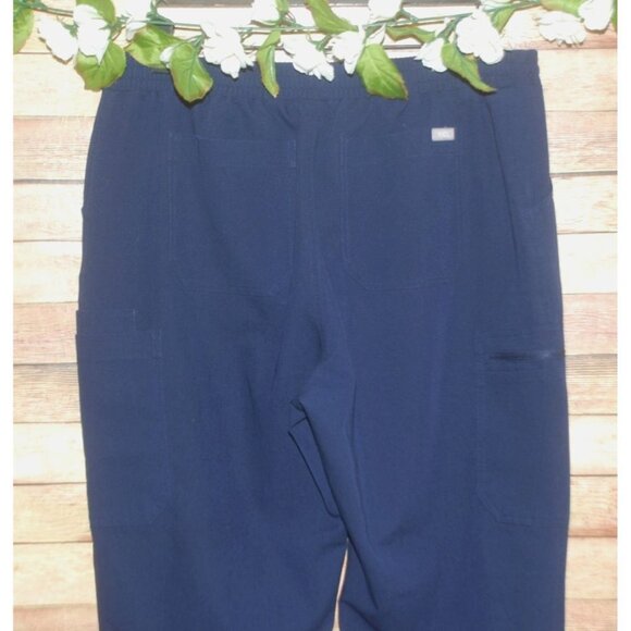 FIGS Ladies Yola Blue Skinny Scrub Pants Size L 11 Pockets Split Ankle Nursing - Picture 8 of 12